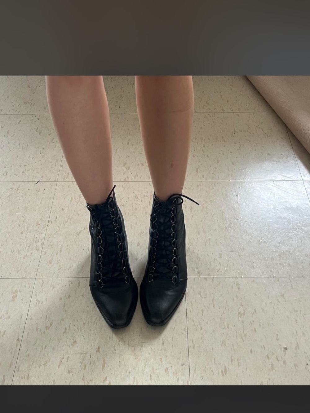 ASOS Black Lace-Up Pointed Ankle Boots